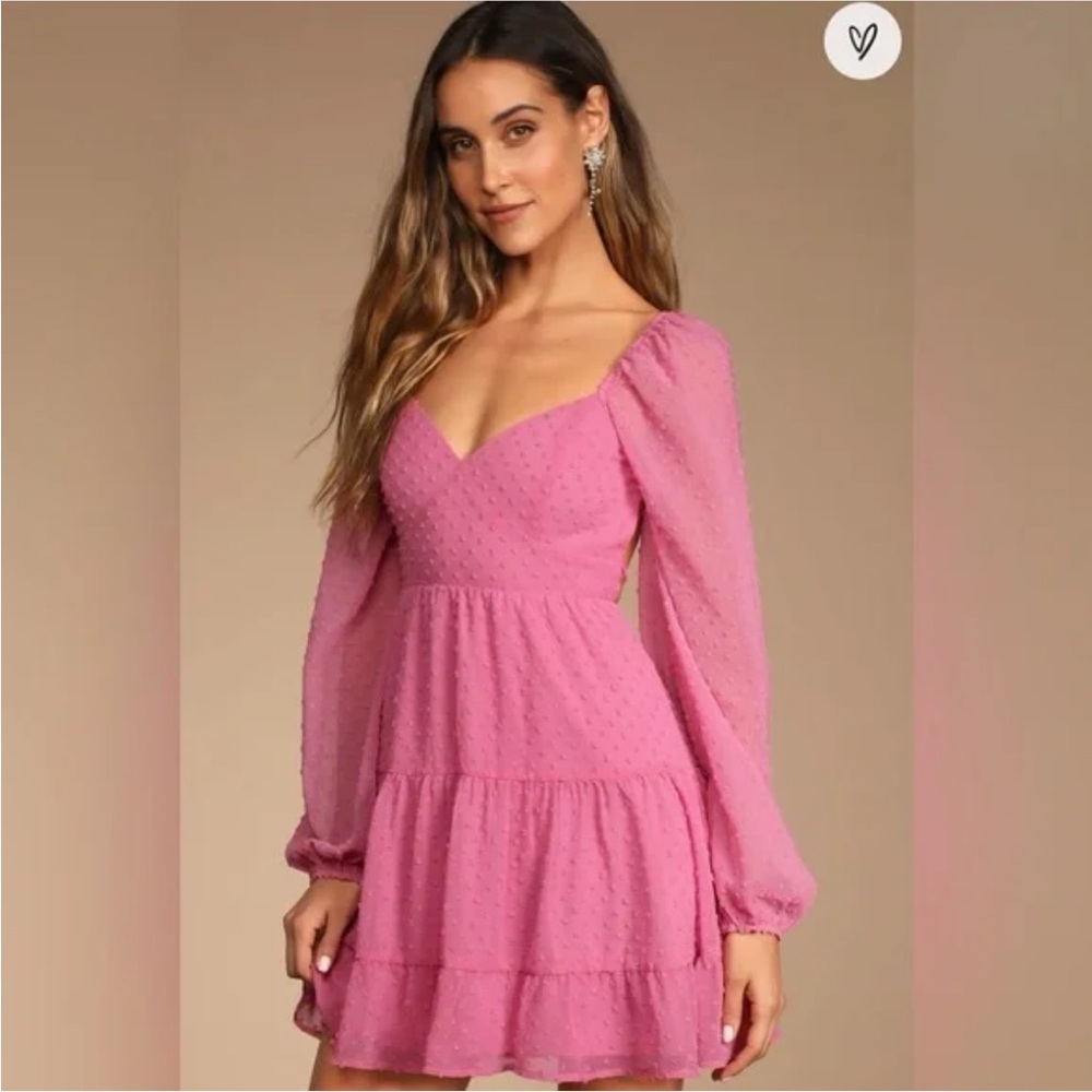 Lulu’s Pink Long Sleeve Mini Dress Size XS